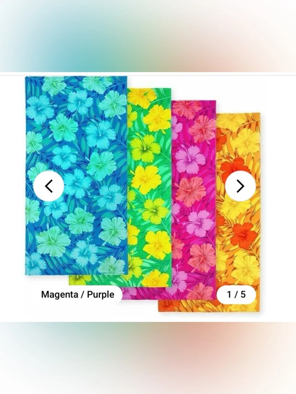 Set of 4 Tropical Hibiscus Floral Beach Towels